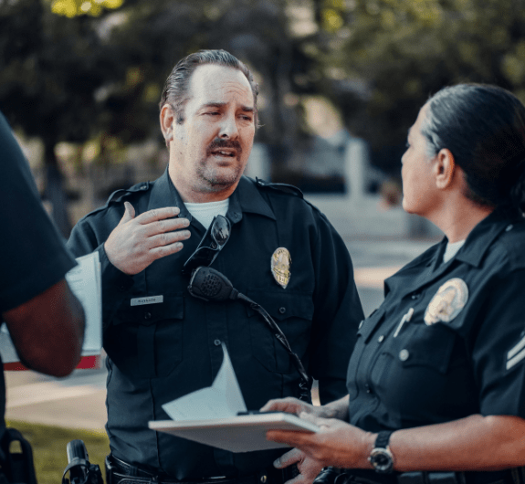Guards talking amongst each other.
